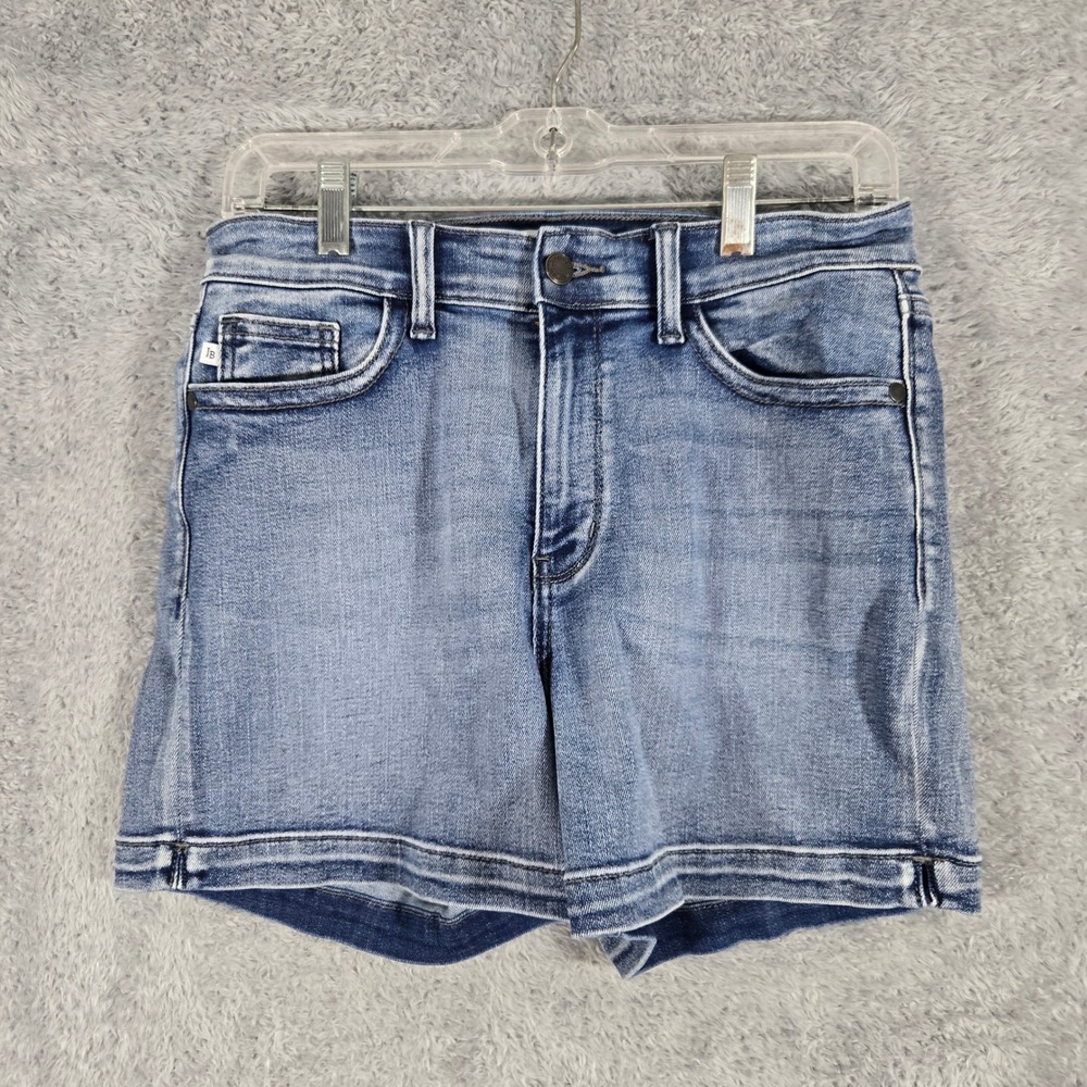 Judy Blue Womens Medium Wash High Rise Flap Pocket Denim Shorts Size Large